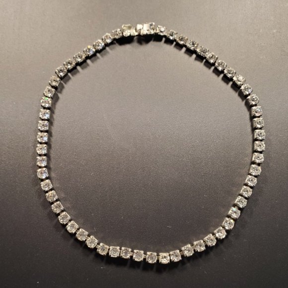 VINTAGE "Tennis Bracelet" Style Rhinestone Necklace. - Picture 1 of 4